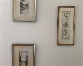 Two original water colors by Gaston; print