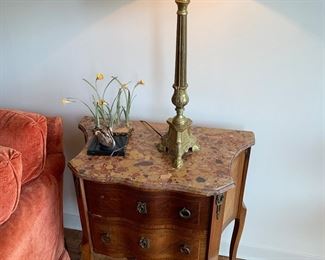 Pair of marble top commodes