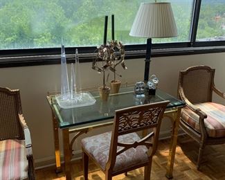 Brass and glass desk