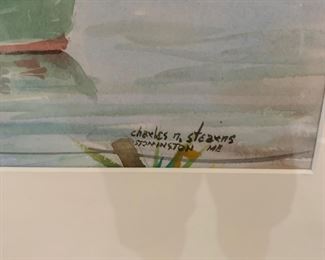 Charles Stearns watercolor, Farmington, Maine