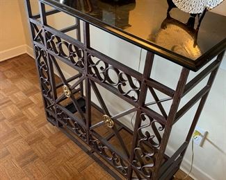 Iron server with marble top