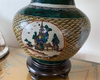 Asian pottery lamp