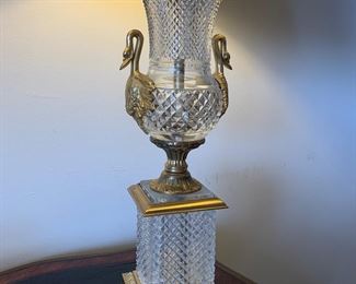 Crystal and swan, possibly Baccarat