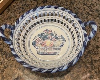 Blue braided handle decorative bowl,  $14