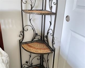 Corner metal and wicker shelf,  $40