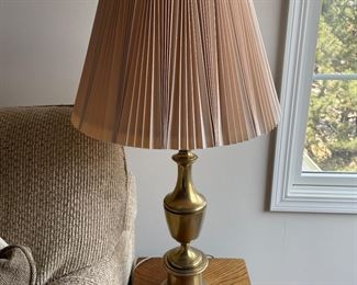 Brass lamp w/pleated shade,  $10