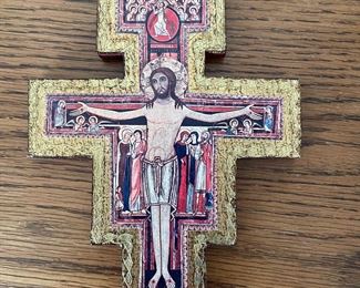 Painted crucifix, $12