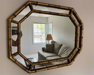 Octagon gold bamboo style mirror,  $30