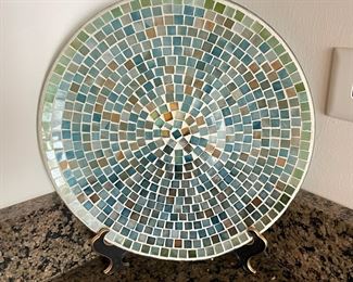 Mosaic blue decorative platter,  $15