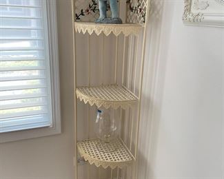 Vintage metal 4 tier corner shelf,  -2 available - $45 each