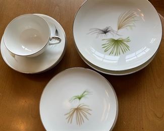 Vintage Sango "Palm Springs", coffee cup and 4 saucers, 2 bowls and 2 dessert plates,  $12