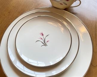 Franciscan "Carmel" dinnerware/china, 9 teacups, 6 suacers, 7 dessert plates, 9 dinner plates,  $40