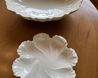 Lenox oval bowl,  $12.  Lenox ruffled rim  plate,  $9
