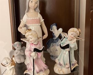 SMall cherubs,  $2 each.  2 angels, pink & blue,  $8.  CHild statue,  $14