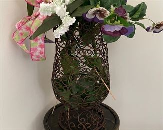 Metal wire vase with floral,  $14