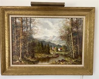 Baumann oil painting, large,  certification Merrill Chase,  $399