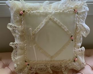 Handmade lace pillow,  $12