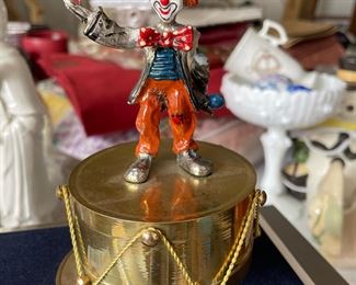 Brass music box w/ clown,  $10