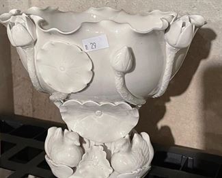 White decorative bowl with birds at base,  $29