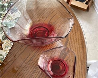 Vintage Cranberry chip & dip bowls (set),  $16