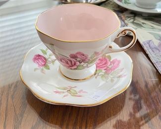 White rose and pink inside teacup,  $7