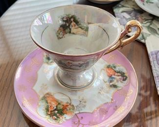 Pink scenic teacup,  $8