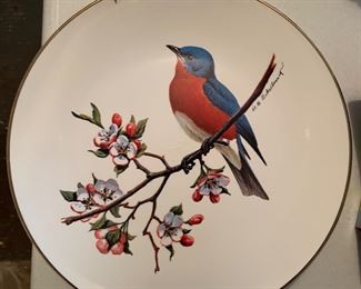 Blue/orange bird plate,  $6