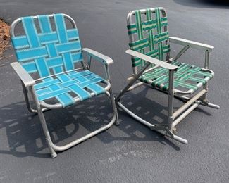 Vintage Child blue chair and green rocking chair,  $10 each
