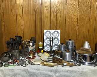 Crock With Original Artwork By Margie Harrington And Vintage Kitchenware