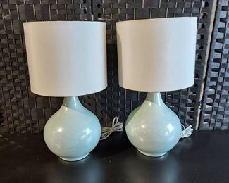 2 Beautiful Blue Table Lamps with Shades