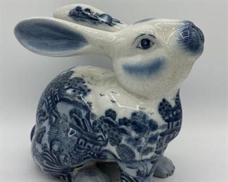 Blue and White Decorative Bunny
