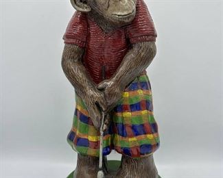 Monkey Playing Golf Figurine