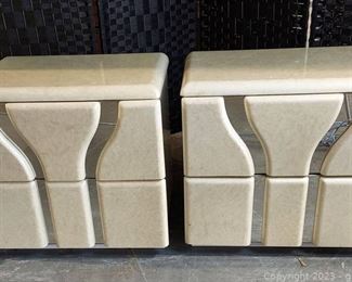 Pair of Post Modern 2 Drawer Nightstands Made in Mexico