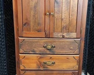 Rustic 3 Drawer Chest with Upper Cabinet