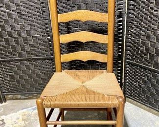 Vintage Ladderback Chair with Rush Seat