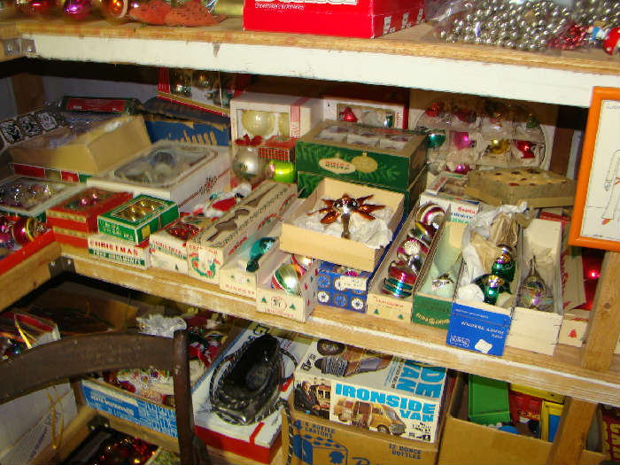 Part of the Many Boxes of Vintage Christmas Ornaments Super Fancy Tree Topper