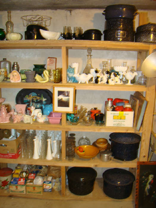 Enamel Canning Kettles, Misc Planters and Vintage Items