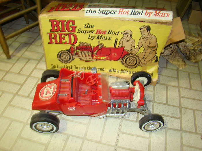 Marx Big Red Hot Rod w Box Vintage Battery Operated