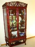 Super Oriental Flare China Closet Piereced Grape and Bamboo Carvings