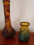 Cameo Glass Vase one with Ship Scene marked Made in Poland Newer