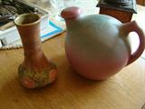 Rumrill Water Jug and Weller Apple Vase