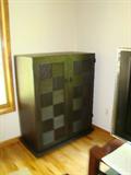 One of Two Black Oak Storage Entertainment Center Cupboards