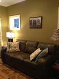 Super Green Leather Sofa 82" Long
