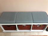 Entry Way Bench with 3 Custom made Cushions w Storage Bins