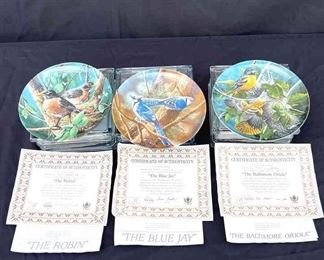 Kevin Daniel Blue Jay, The Baltimore Oriole China The Robin Collectible Plate3pcs