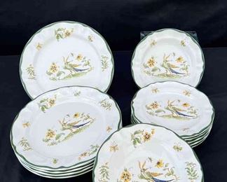 Large Rim Soup Bowl Vieux Provence Green Trim by VARAGES