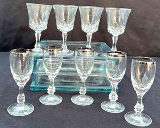 Liquor Glass Cup Platinum Trim 9pcs