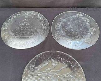 Neiman Marcus Butterfly Tree Glass Platter 2 Glass Platter