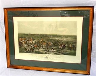 Ascot Heath Her Majestys Stags Antique Etching 1839 Wood Frame