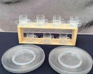 Clear Glass Mug with Saucer Clear Glass Plates